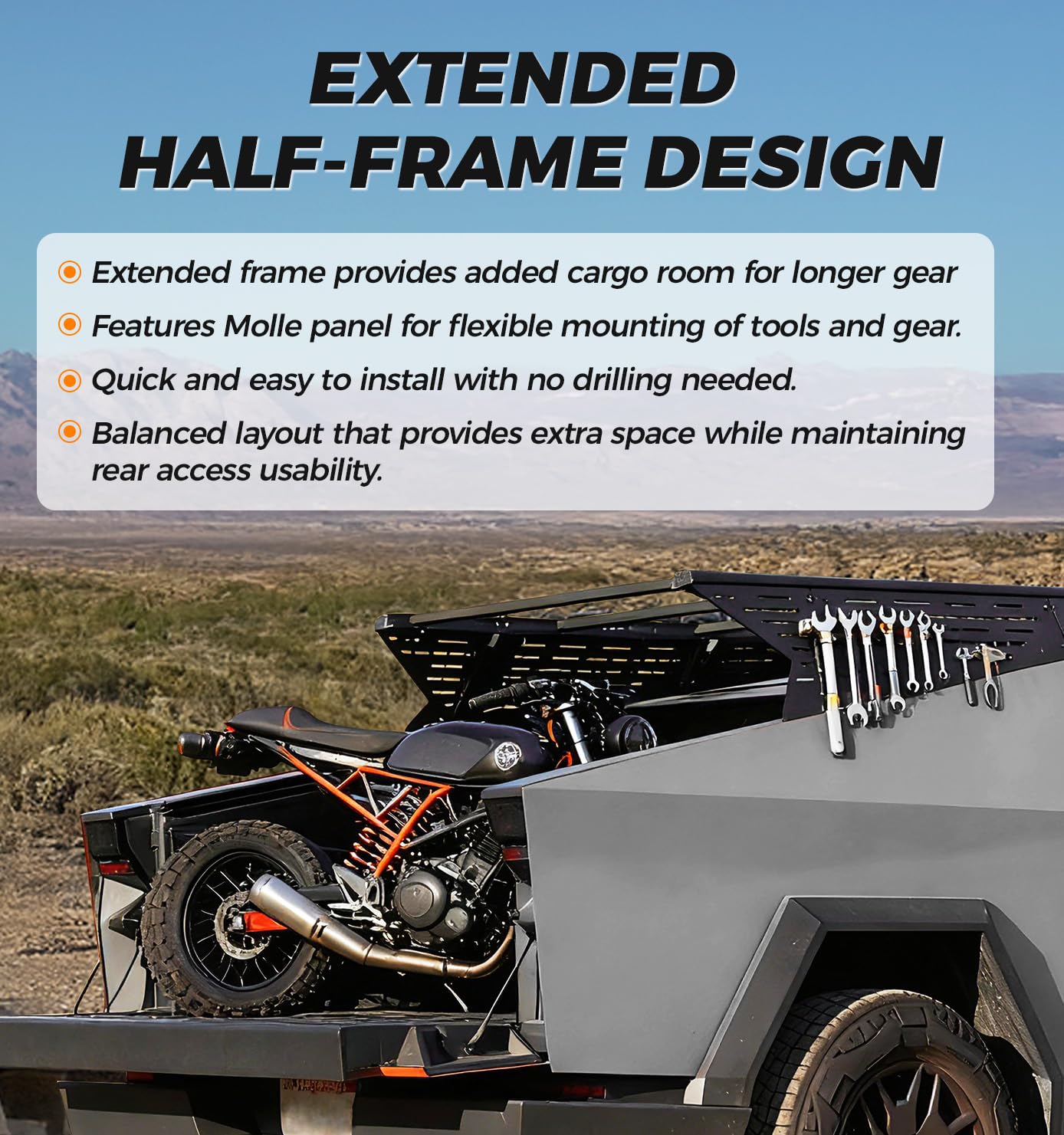 TERRATRECK Mid Version Cargo Racks Roof With Crossbar for Tesla Cybertruck 2023 & Up